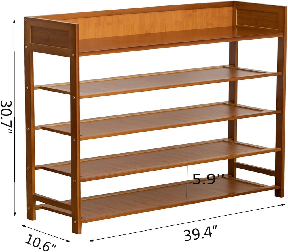 SOBIBO Bamboo Shoe Rack for Closet, 5-Tier Shoe Organizer, Brown, 39.4''