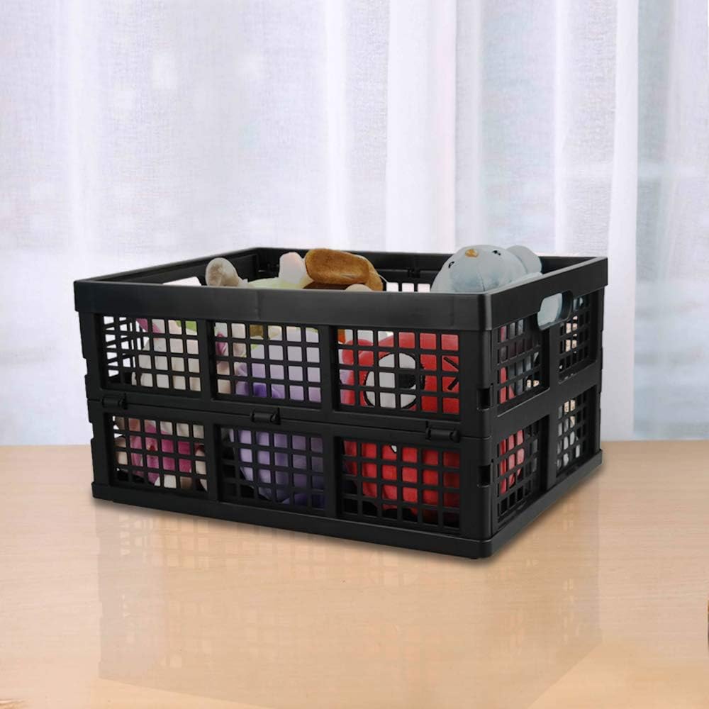 Collapsible Storage Crates, 3-Pack Folding Baskets, 30 L, Black