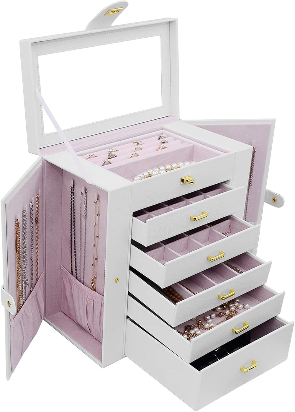AKOZLIN 6-Tier Jewelry Box Organizer 5 Drawers Jewelry Storage Case