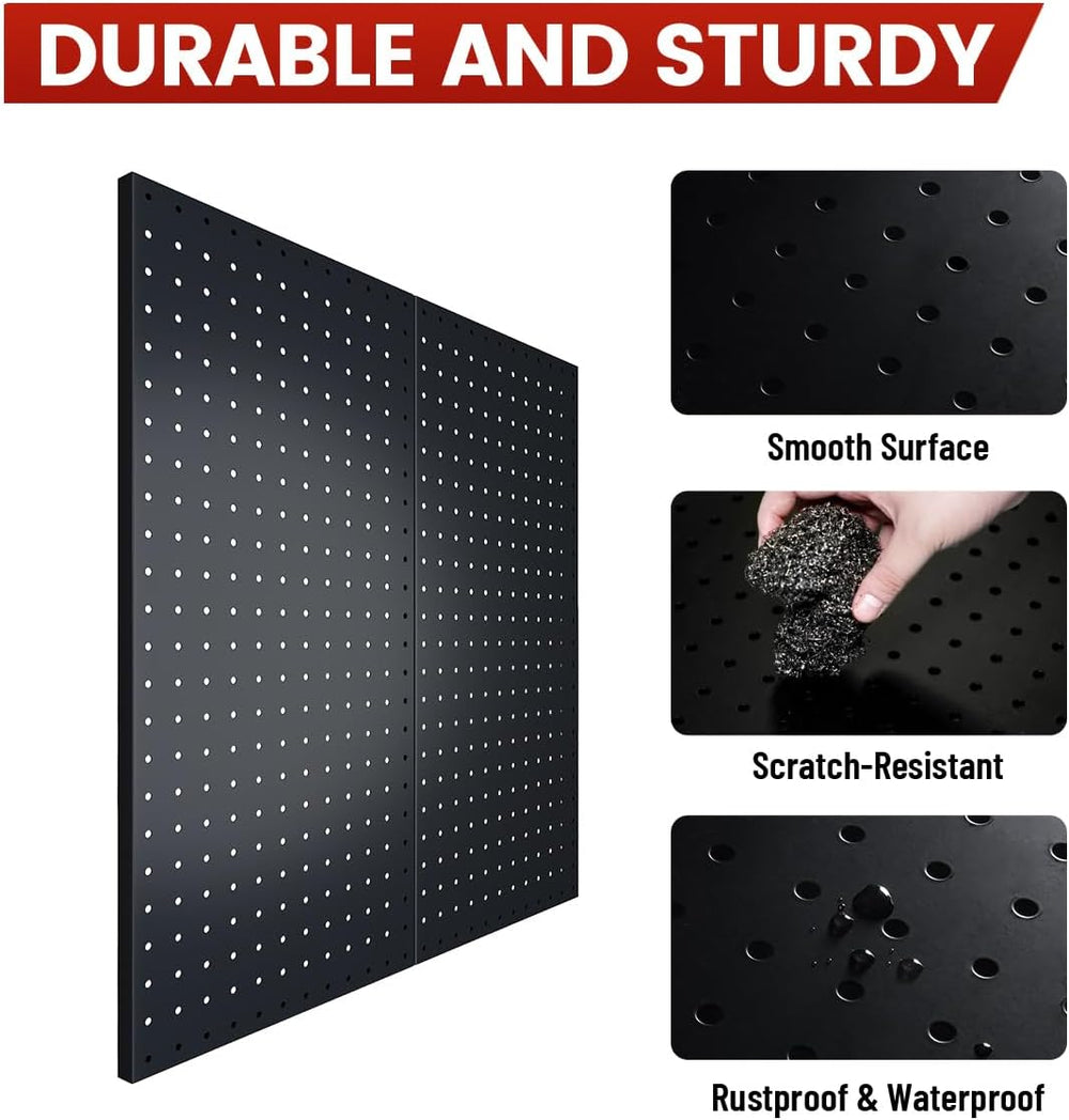Peg Board, Metal Pegboard Tool Organizer, 12 x 24 in, 30 lb Capacity
