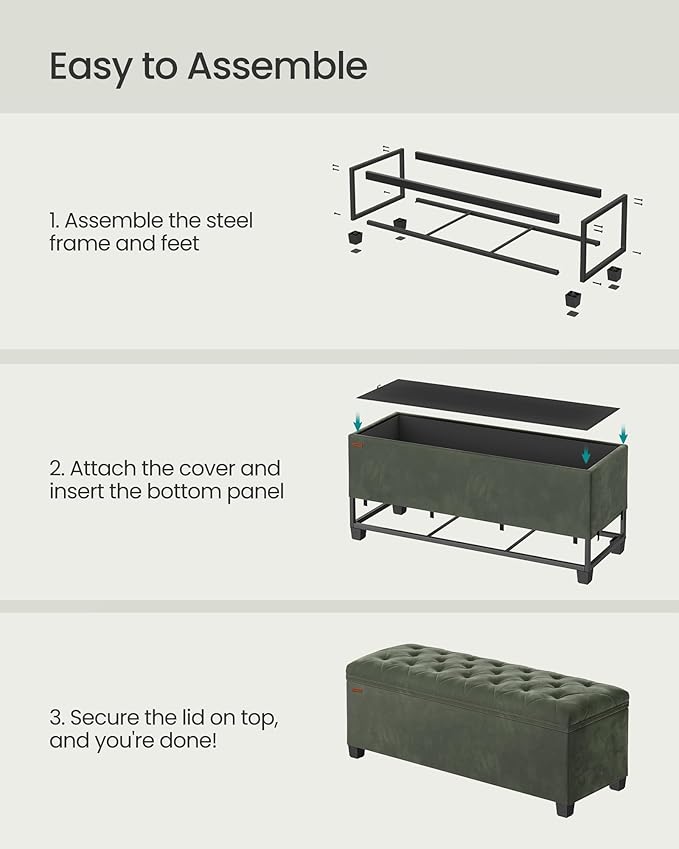 SONGMICS Velvet Storage Ottoman Bench, Foot Rest