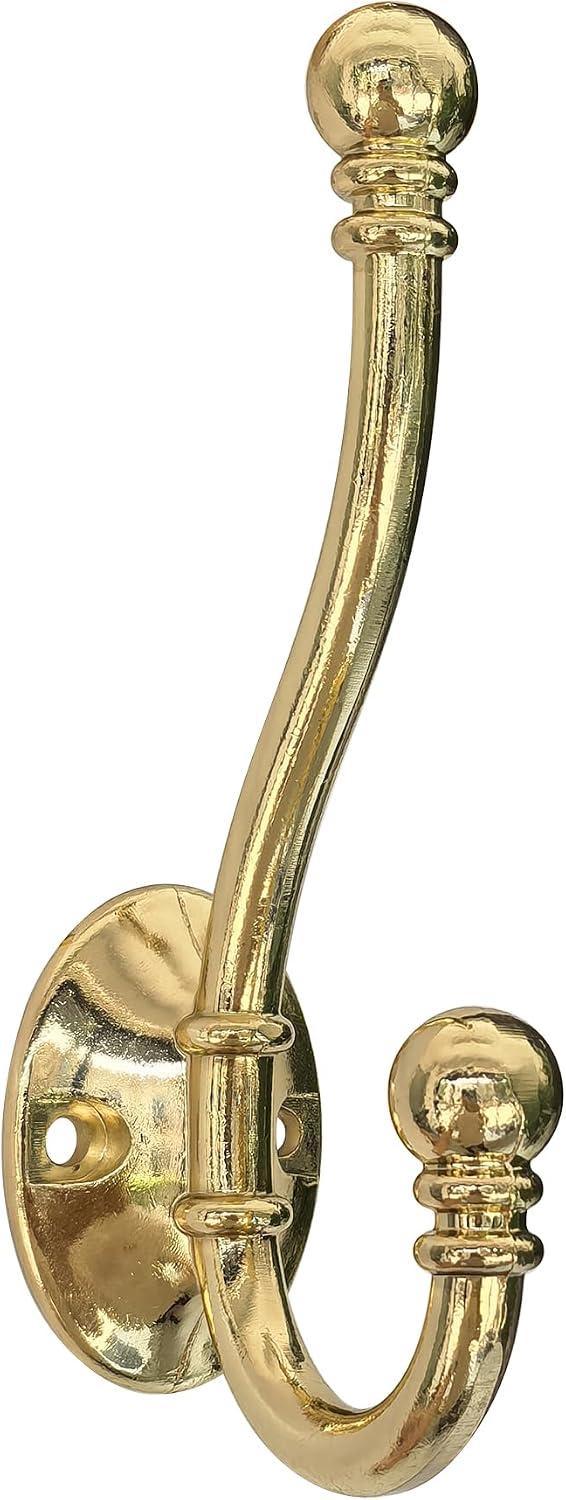 HASWARE 6 PCS Double Prong Robe Hook, Large Dual Coat Hooks with 12 Pieces Sc...