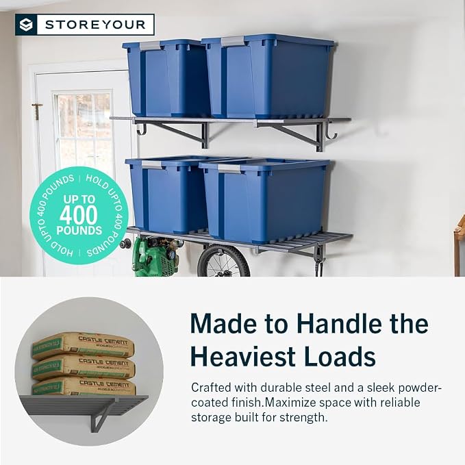 StoreYourBoard 2-Pack Heavy Duty Wall Shelves – Wall-Mounted Garage Storage