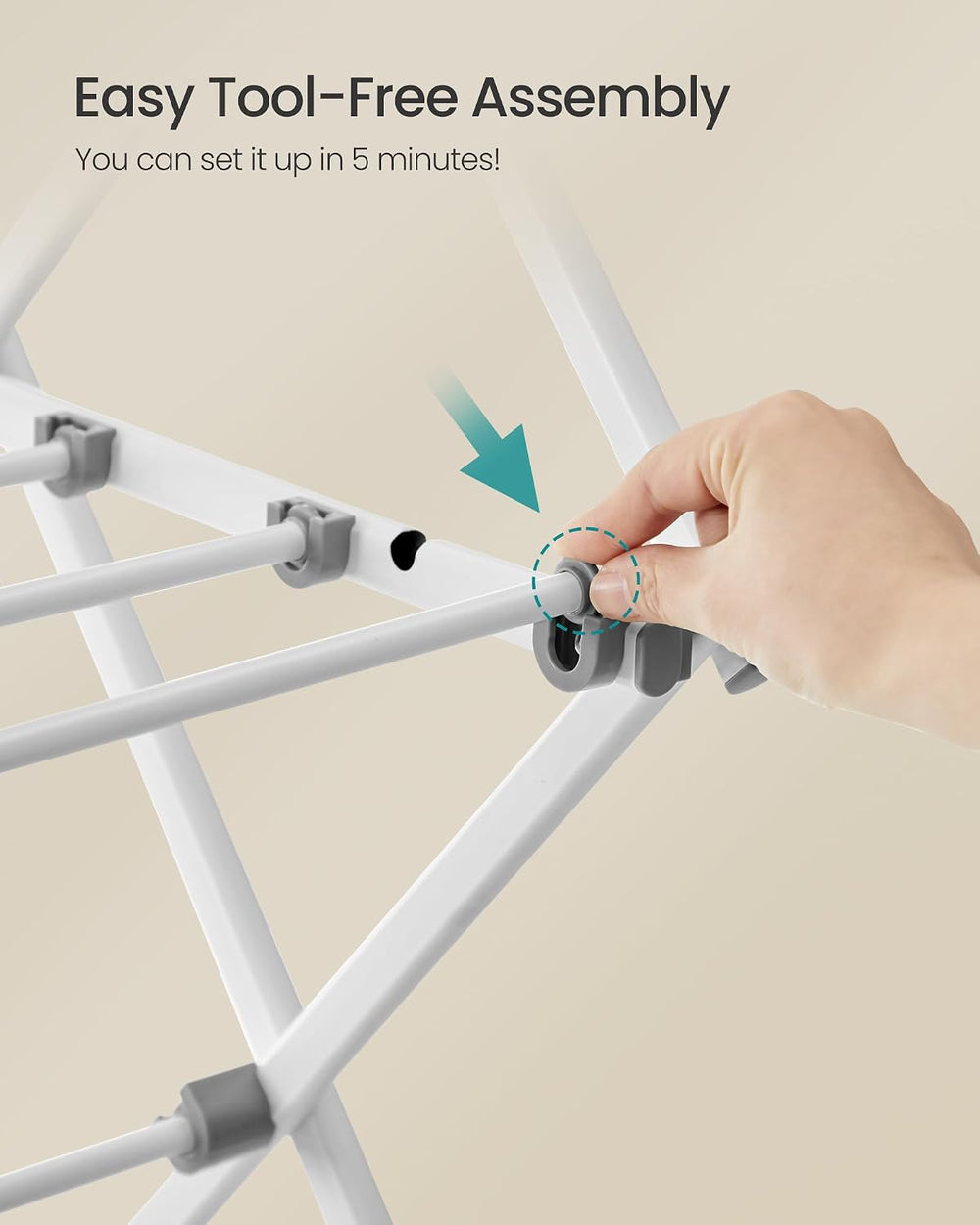 SONGMICS Foldable Clothes Drying Rack, 36.6 x 14.6 x 53.2 Inches