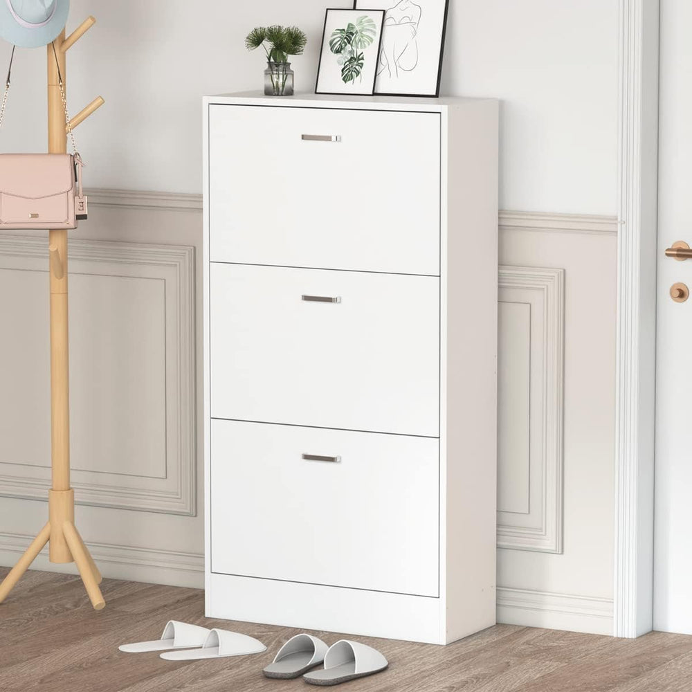 AGOTENI Shoe Cabinet with 3 Flip Drawers, Shoe Storage Organizer with 2-Tier ...