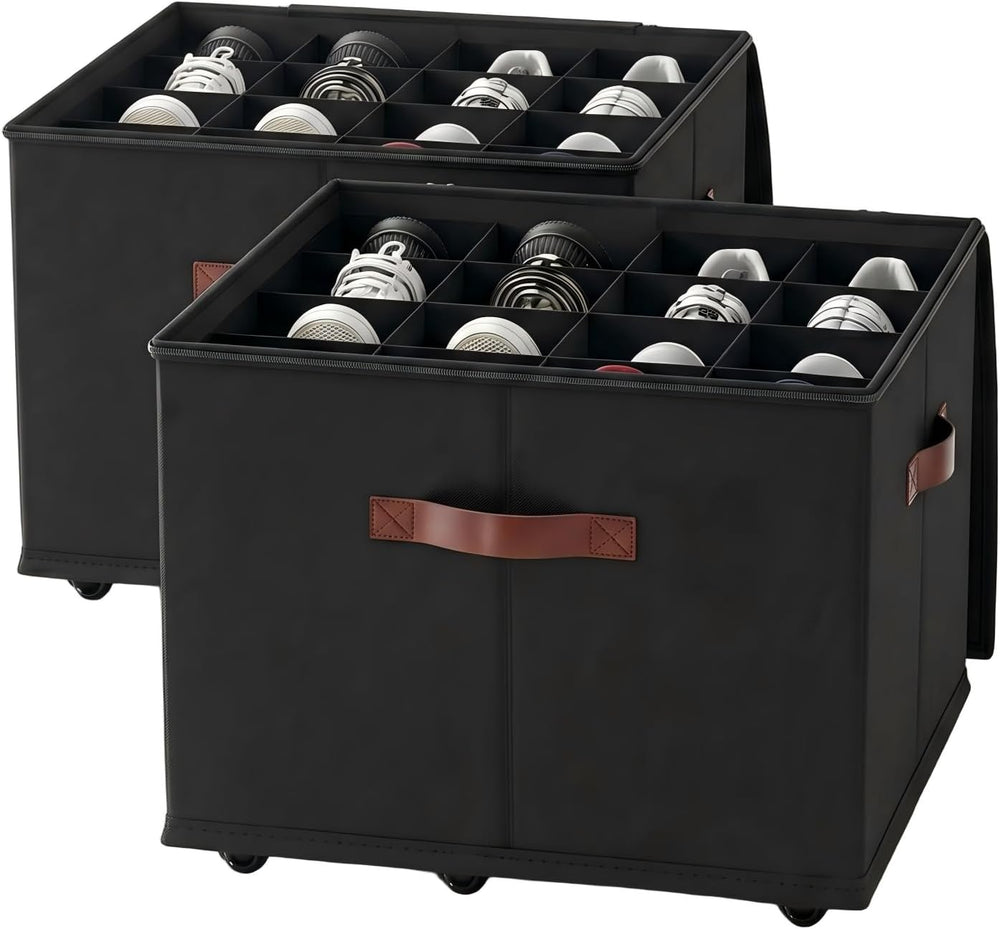 EE-RoomWorld 2 Pack rolling shoe rack on wheels,No Assemble Required shoe org...