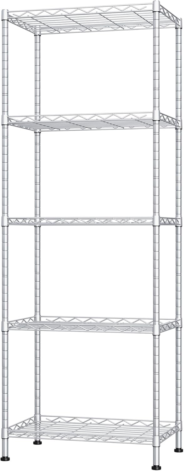 HOMEFORT 5-Shelving Unit, Adjustable Wire Shelving, Metal Wire Shelf Rack Org...