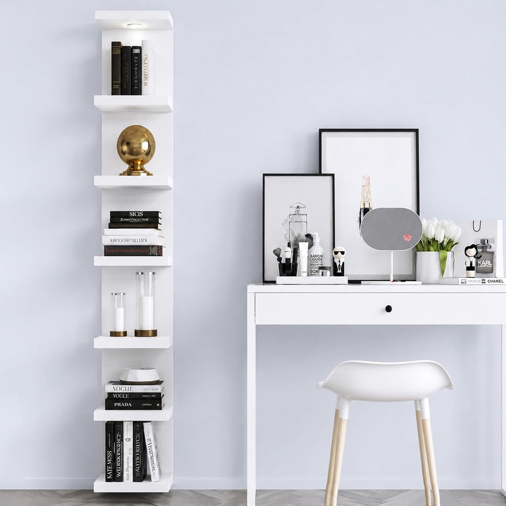 LitaEther Versatile 7 Tier Wall Shelf Unit,White Lack Wall Shelf,Display Floa...
