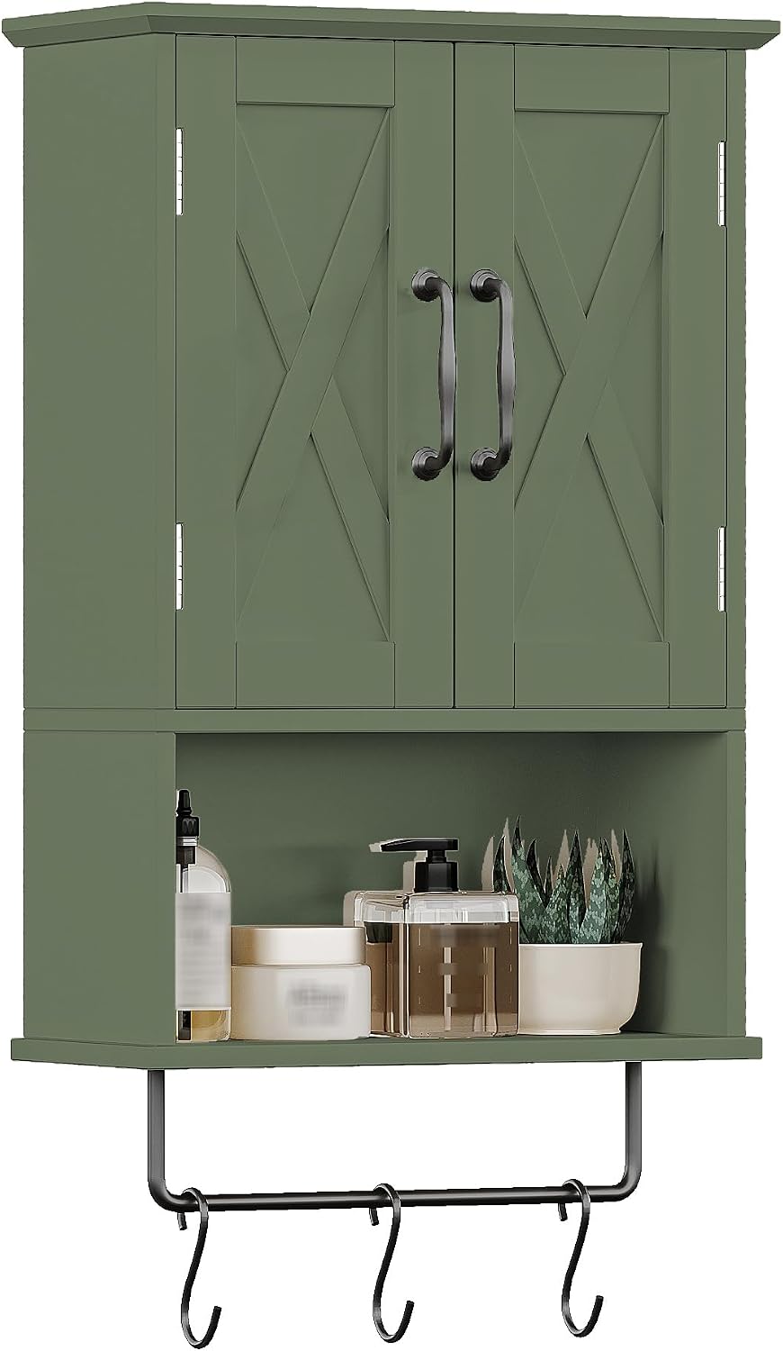 ChooChoo Small Medicine Cabinet with Towel Bar, Hanging Storage, 3 Hooks