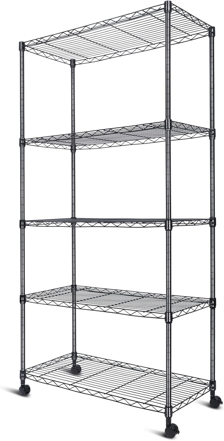 Whitmor 5-Tier Heavy Duty Shelving Unit, Metal Adjustable Storage Shelves, 10...