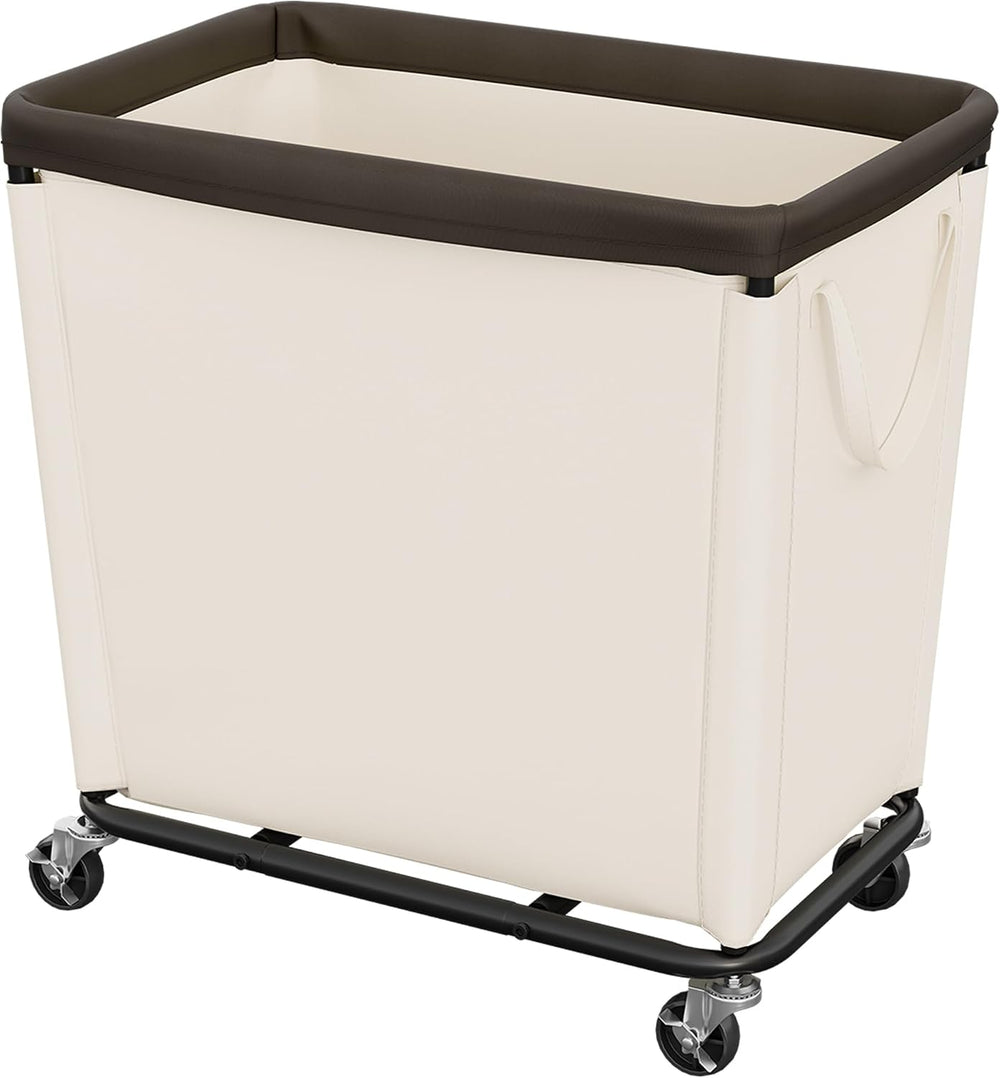 StorageWorks Laundry Hamper with Wheels, 310L Large Beige Basket Cart