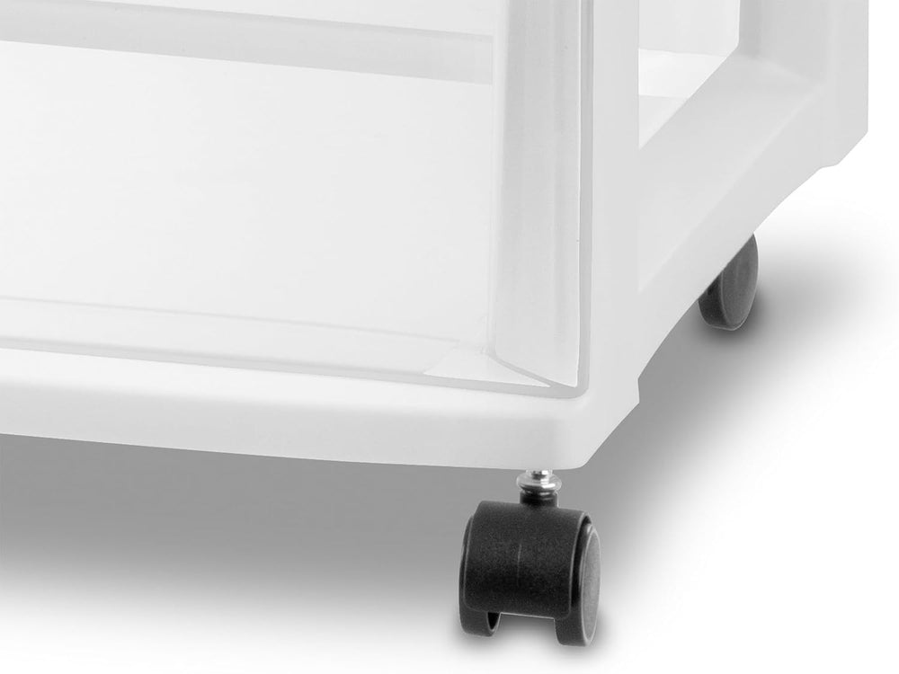 Sterilite Wide 3-Drawer Cart with Wheels for Bedroom and Dresser, 2-Pack