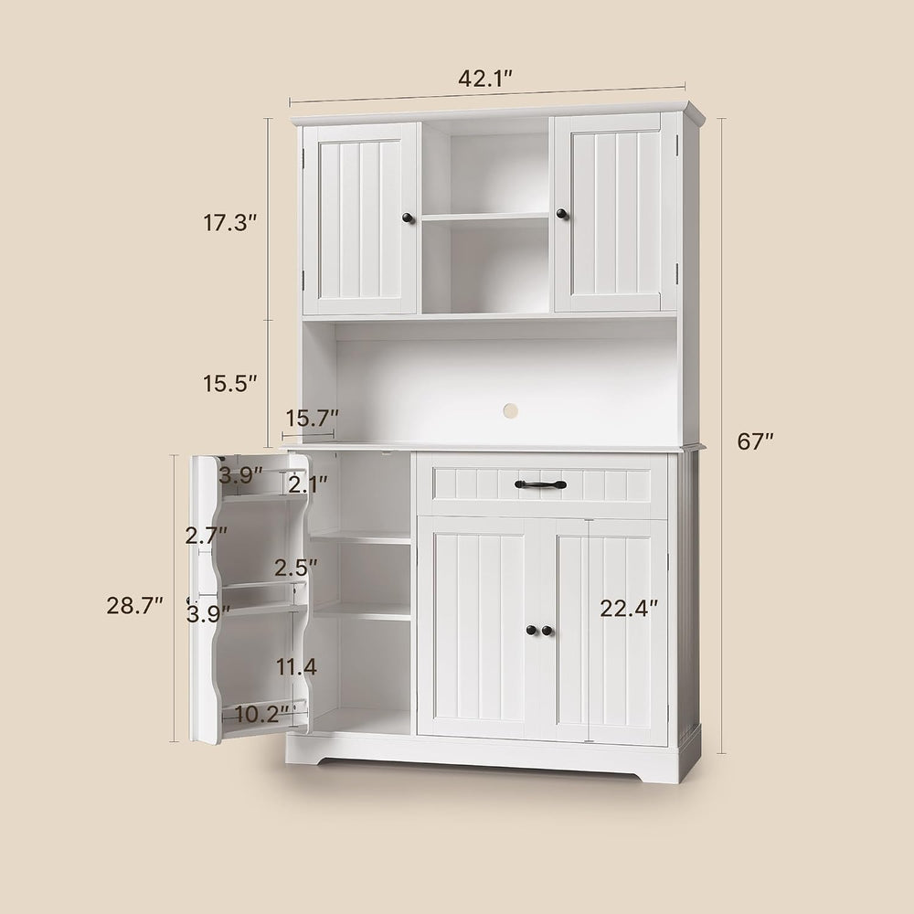 Gizoon Tall Kitchen Storage Cabinet with Door and Shelves White