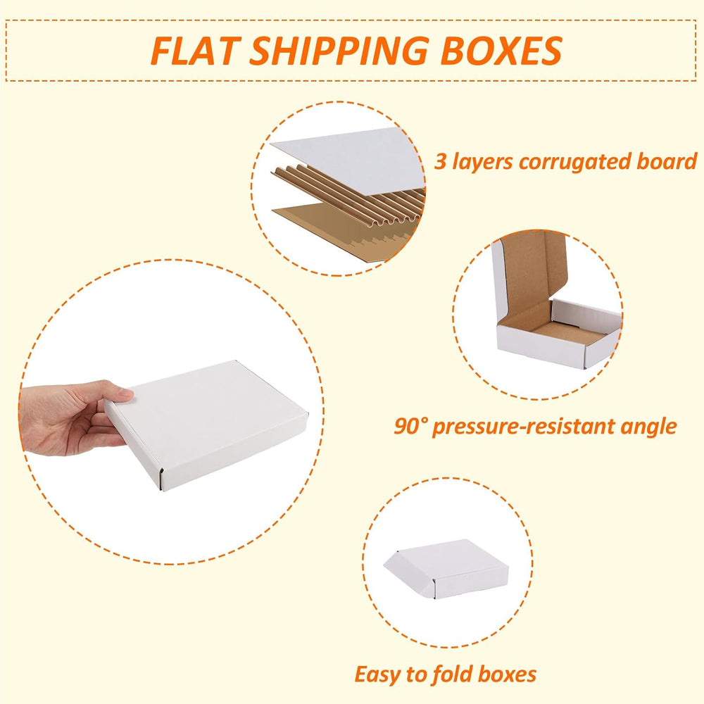 HORLIMER 9x6.5x2 inches Shipping Boxes Set of 50, White Corrugated Cardboard ...
