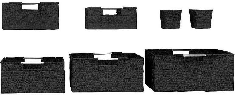 Sorbus Baskets for Organizing, 7-Piece Hand-Woven Storage Set (Black)