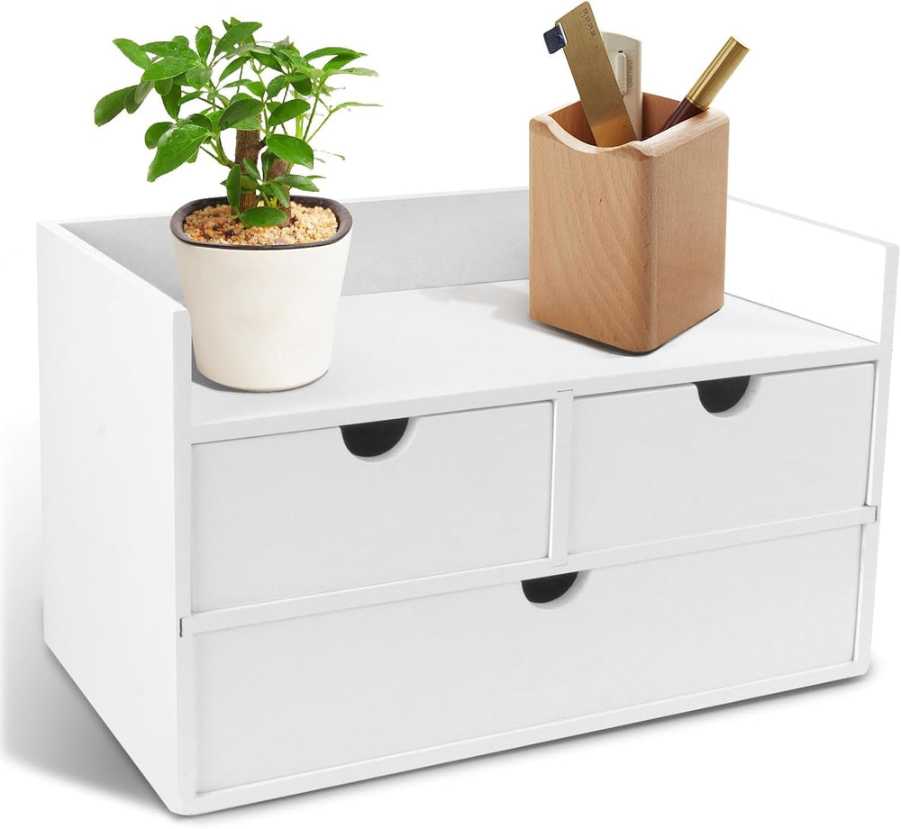 Charmewooden Bamboo Desk Organizer With Drawers Countertop Drawers Counter St...