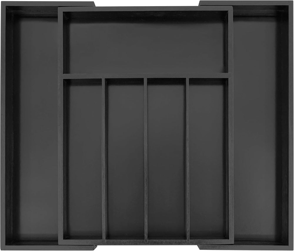 Utoplike Bamboo Silverware Drawer Organizer, Black Kitchen Utensils Tray
