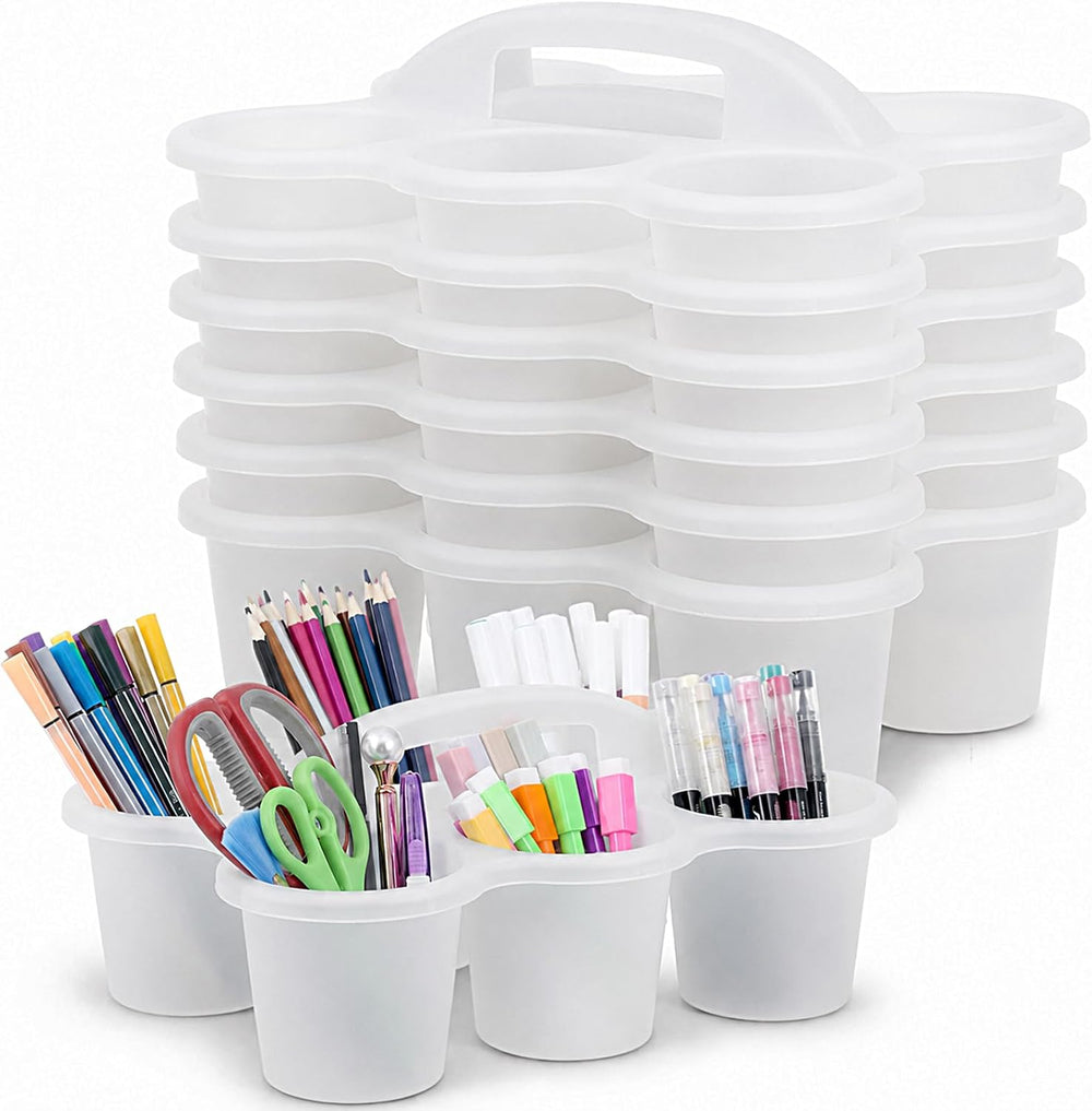 6 Pack Classroom Caddy With Handle for School Supplies, Clear