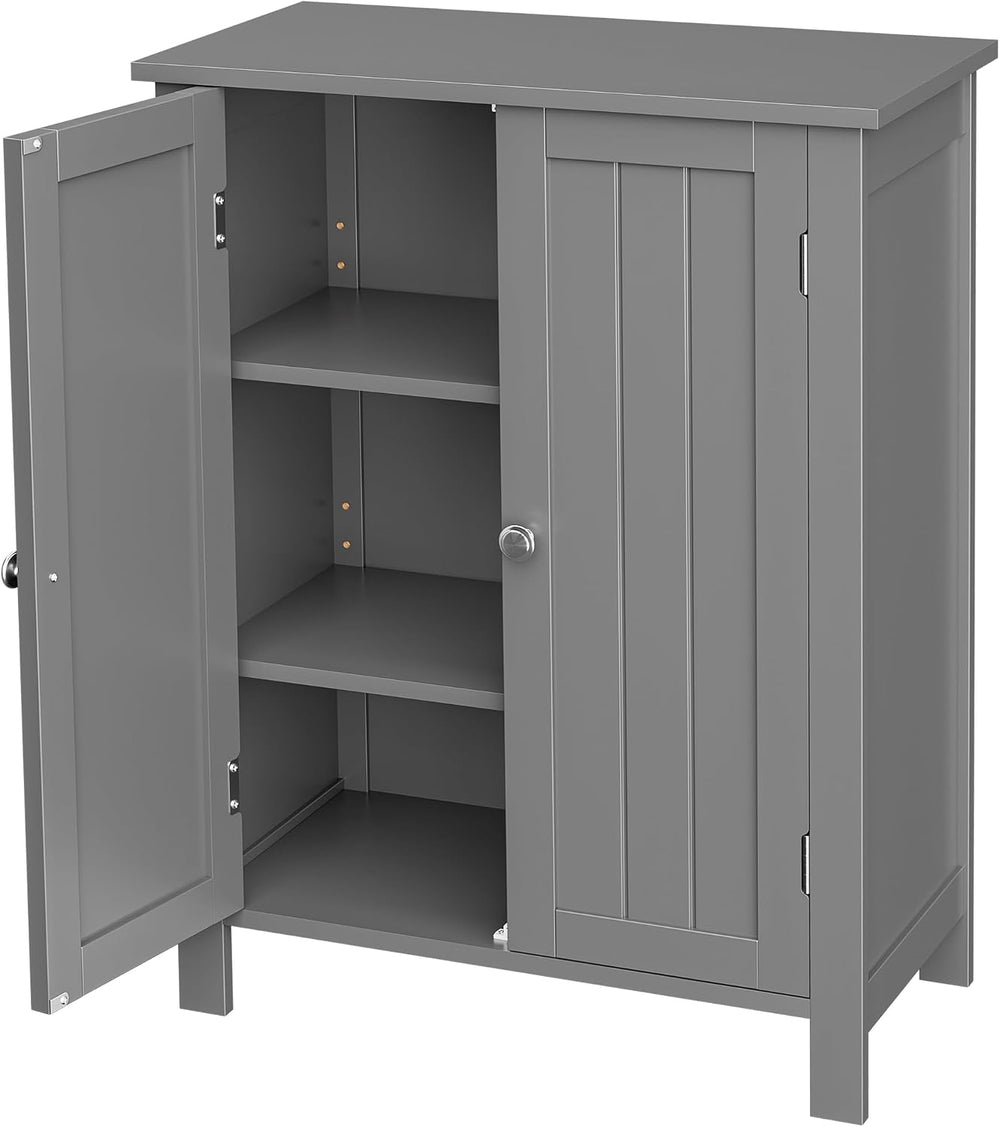 SUPER DEAL Modern Bathroom Floor Storage Cabinet with Adjustable Shelf and Do...