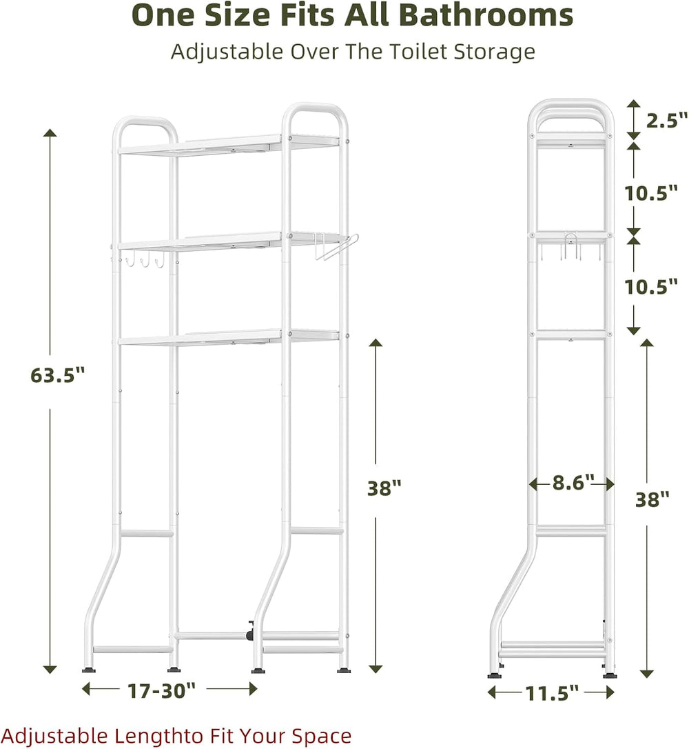 Simple Trending Expandable Over The Toilet Storage Rack, Metal 3 Tier Bathroo...