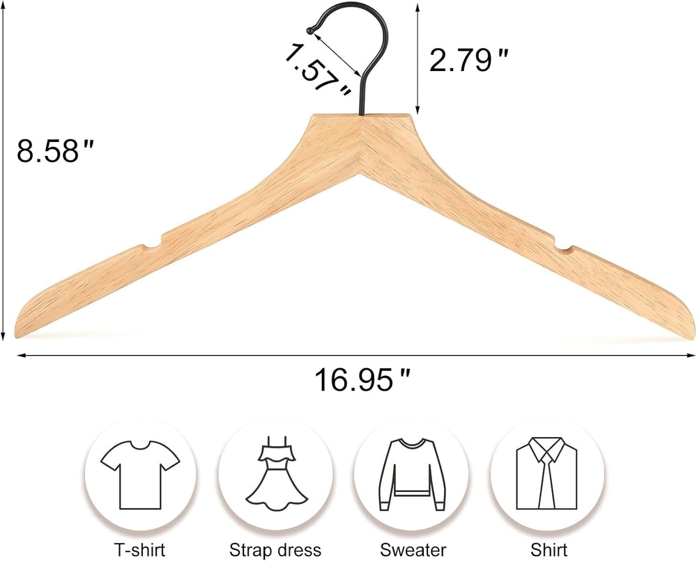 TOPIA HANGER Wooden Hangers 20 Pack, Rubber Wood Clothes Hangers with Rotatab...