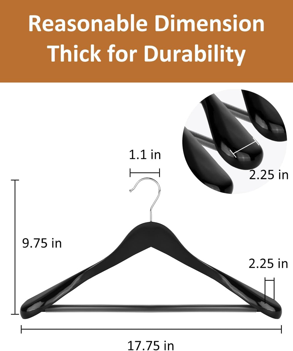 AMKUFO Wide Shoulder Wooden Hangers 8 Pack Coat Hangers with Non Slip Pants B...