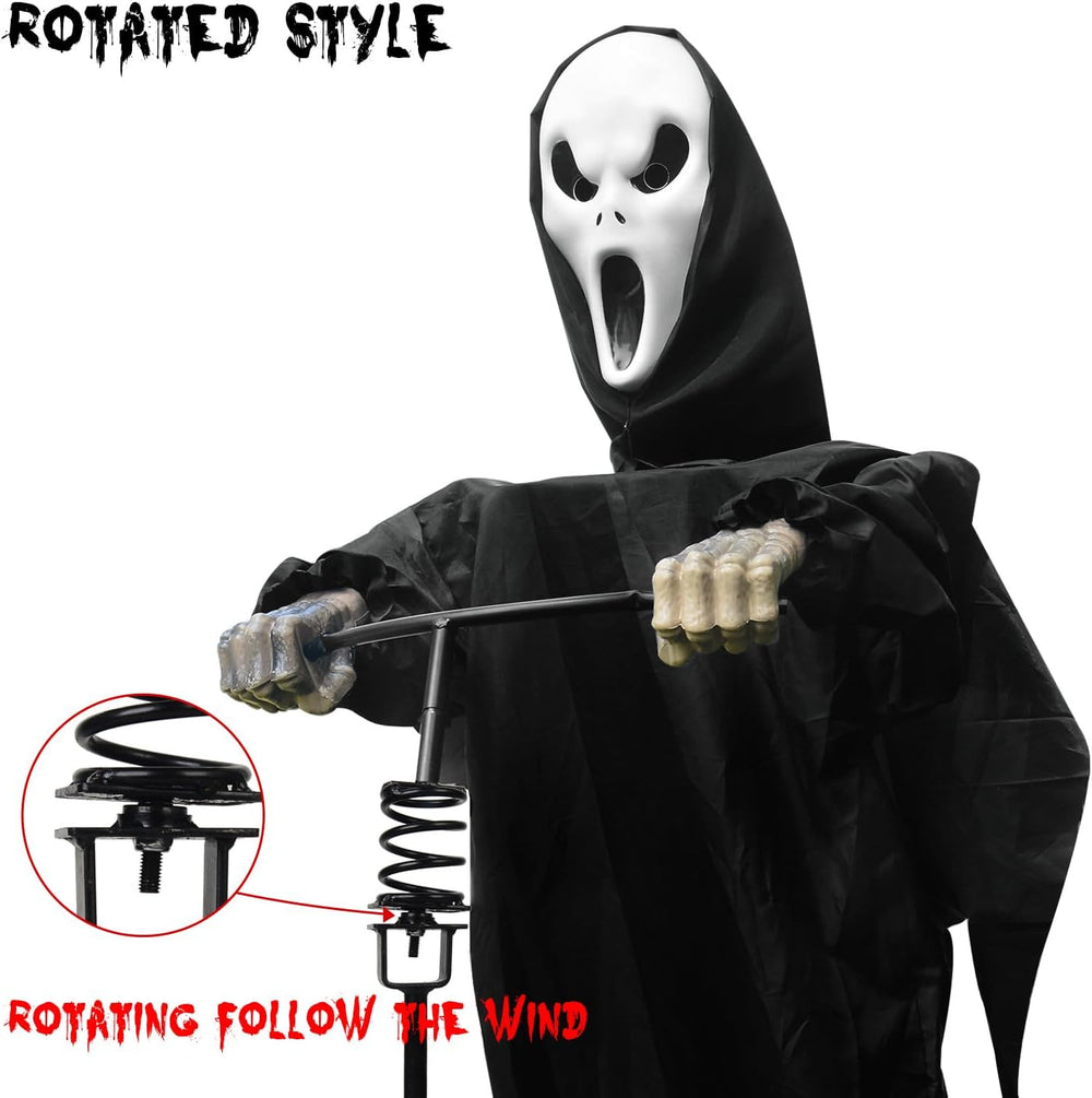 LarpGears Halloween Scarecrow Ghost Outdoor Decorations, 7.5Ft Halloween Rota...