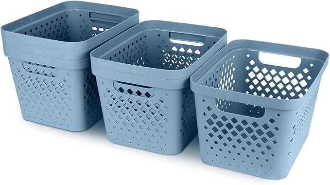 Glad Plastic Storage Basket Set, Value Pack of 6 | Open Storage Bins