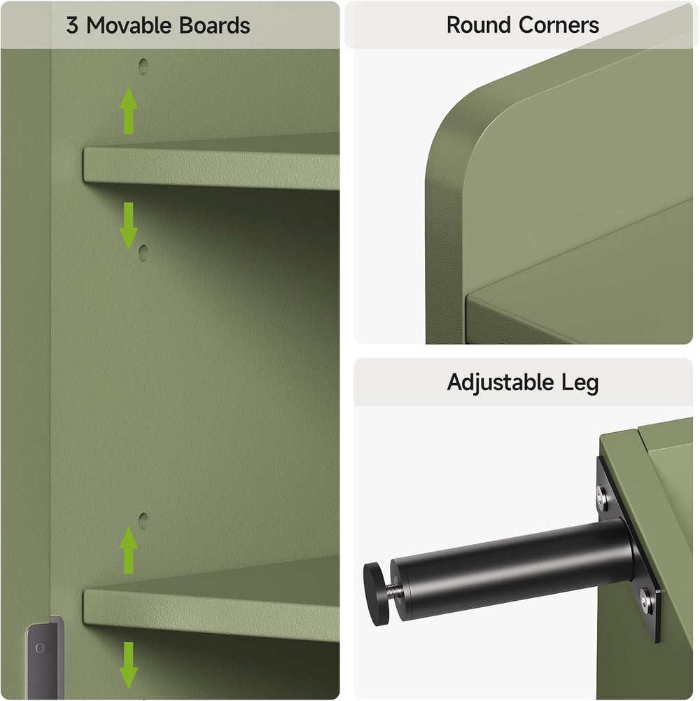 ComfyCorner Shoe Cabinet with Cross Molding Doors, 6-Tier Storage, Green