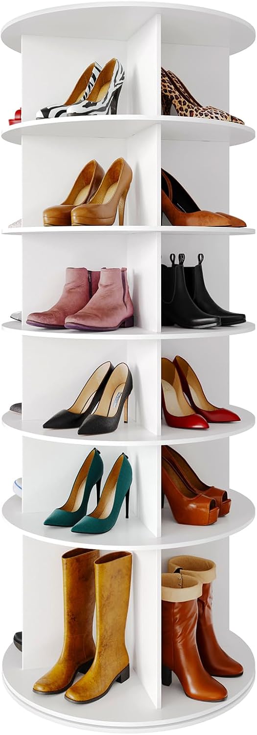 SpaceAid Rotating Shoe Rack 6 Tier Organizer, High Bottom Design Shoe Tower S...