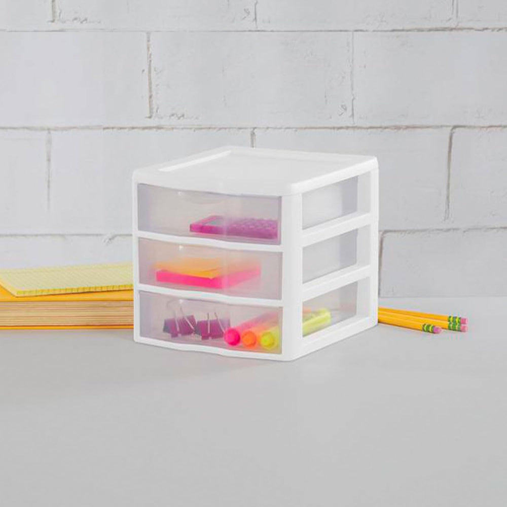 Sterilite Clearview 3-Drawer Cart Small Plastic Storage Organizer, 12-Pack