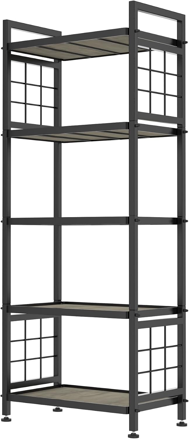 GIOTORENT 5-Tier Pantry Shelves with Wooden Boards, Heavy Duty Storage Shelve...