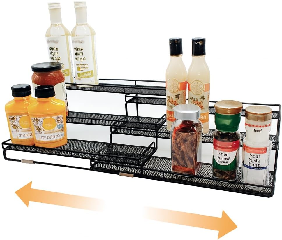 3 Tier Wide Expandable Cabinet Spice Rack Organizer (14.5" to 29.1"...