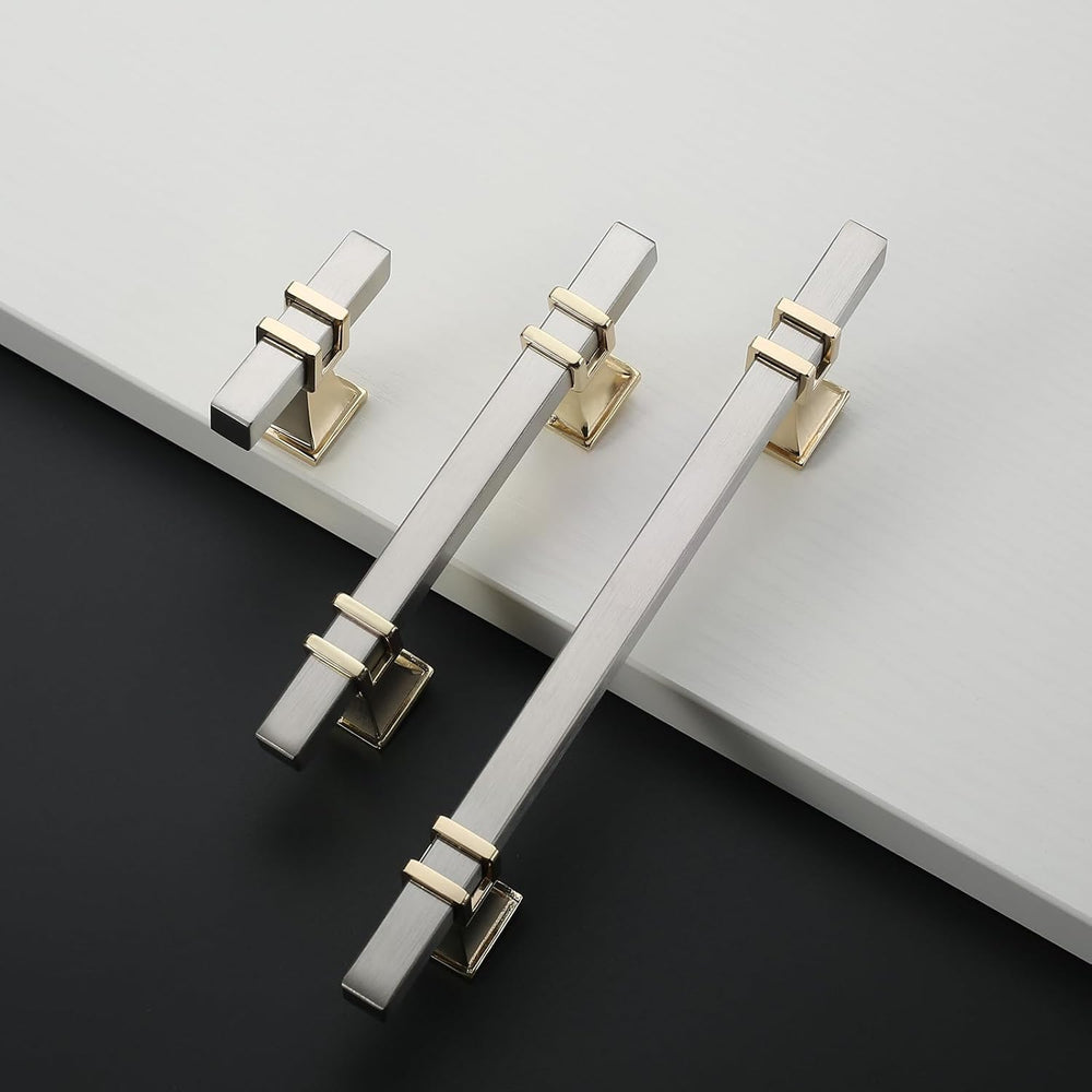 Brushed Gold & Satin Nickel Cabinet Handles Kitchen Pulls 3 Inch 10 Pack