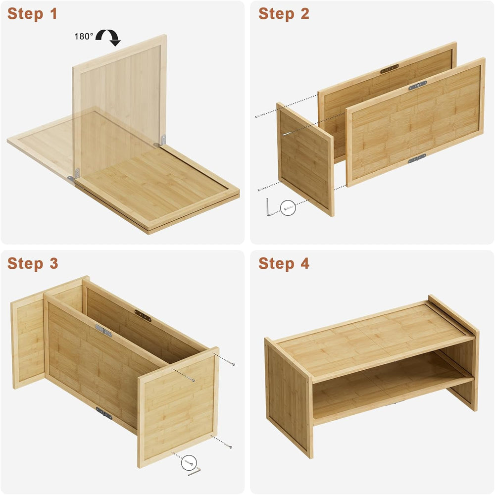 Bamboo Shoe Rack for Closet, Wood Shoe Organizer Shelf for Entryway, 2 Tiers,...