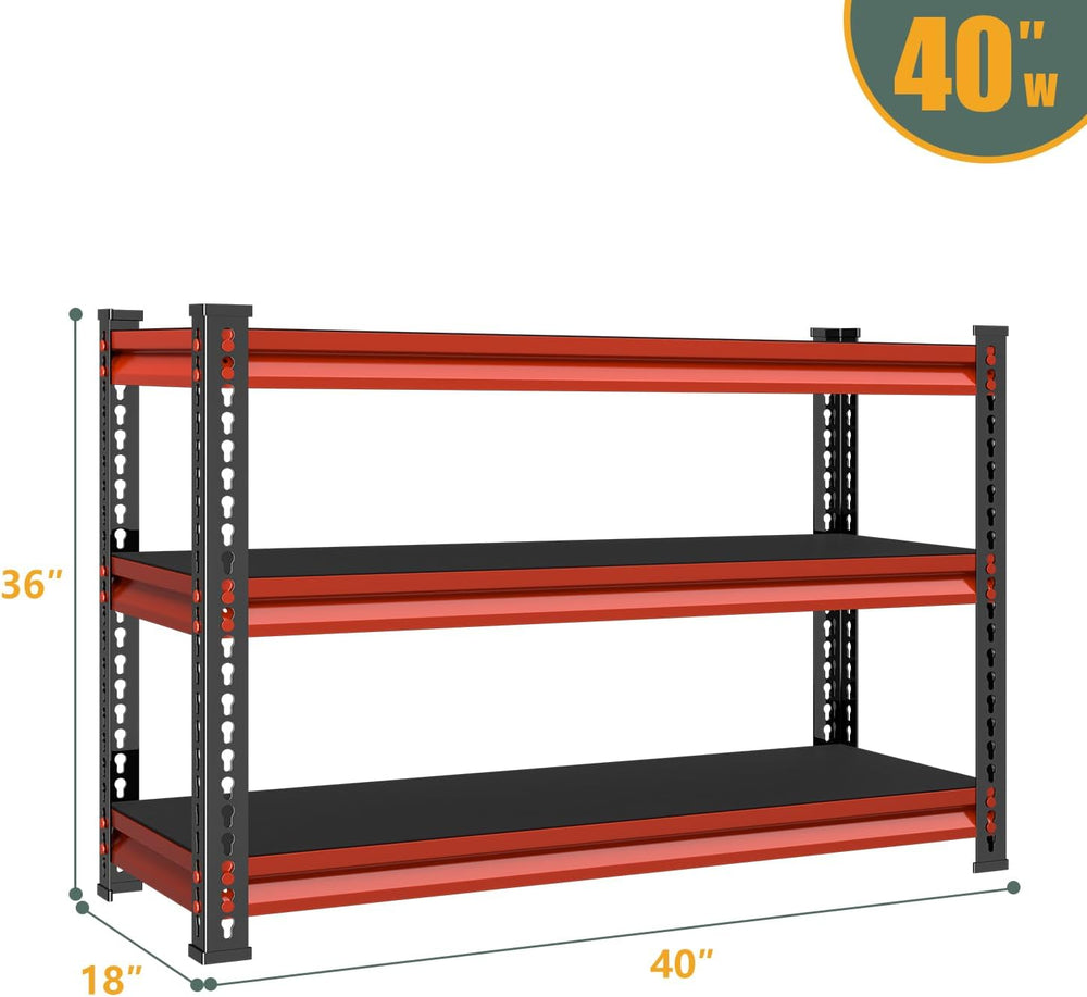 3-Tier Garage Shelving Heavy Duty, 40" W Metal Shelving Unit for Garage,...