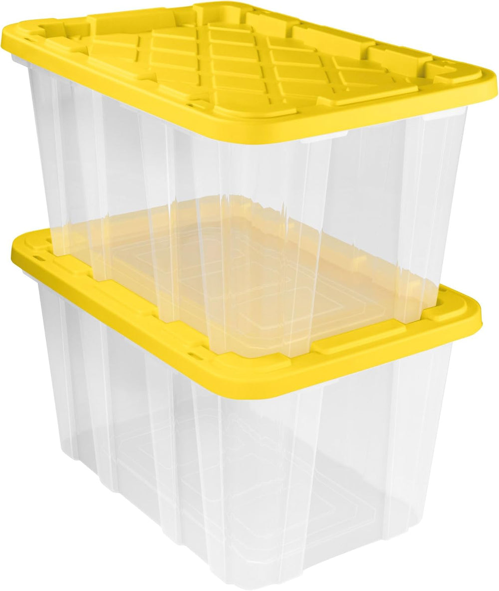 Sterilite Industrial Storage Tote with Lids for Garage, 27 Gallon, 8-Pack