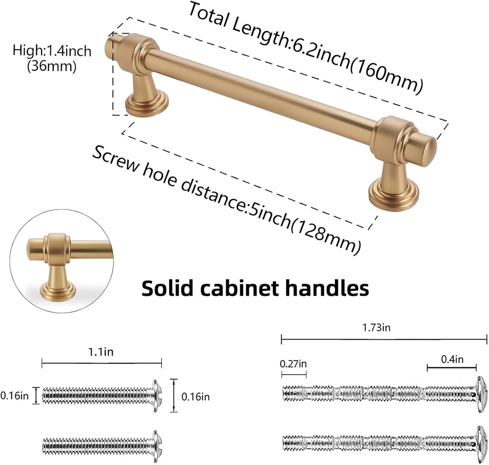 10 Pack 5 inch Champagne Bronze Kitchen Cabinet Handles Cabinet Pulls Gold Dr...
