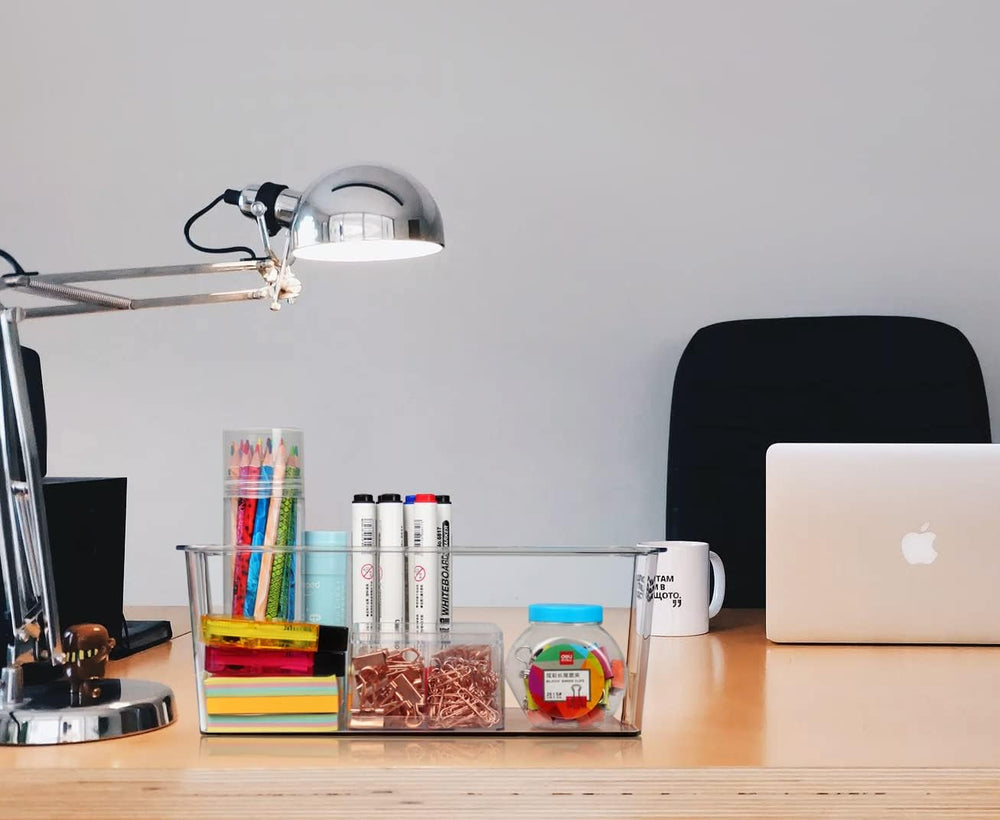 Hudgan Clear Plastic Storage Organizer Bins with Acrylic Lids for Home Office...