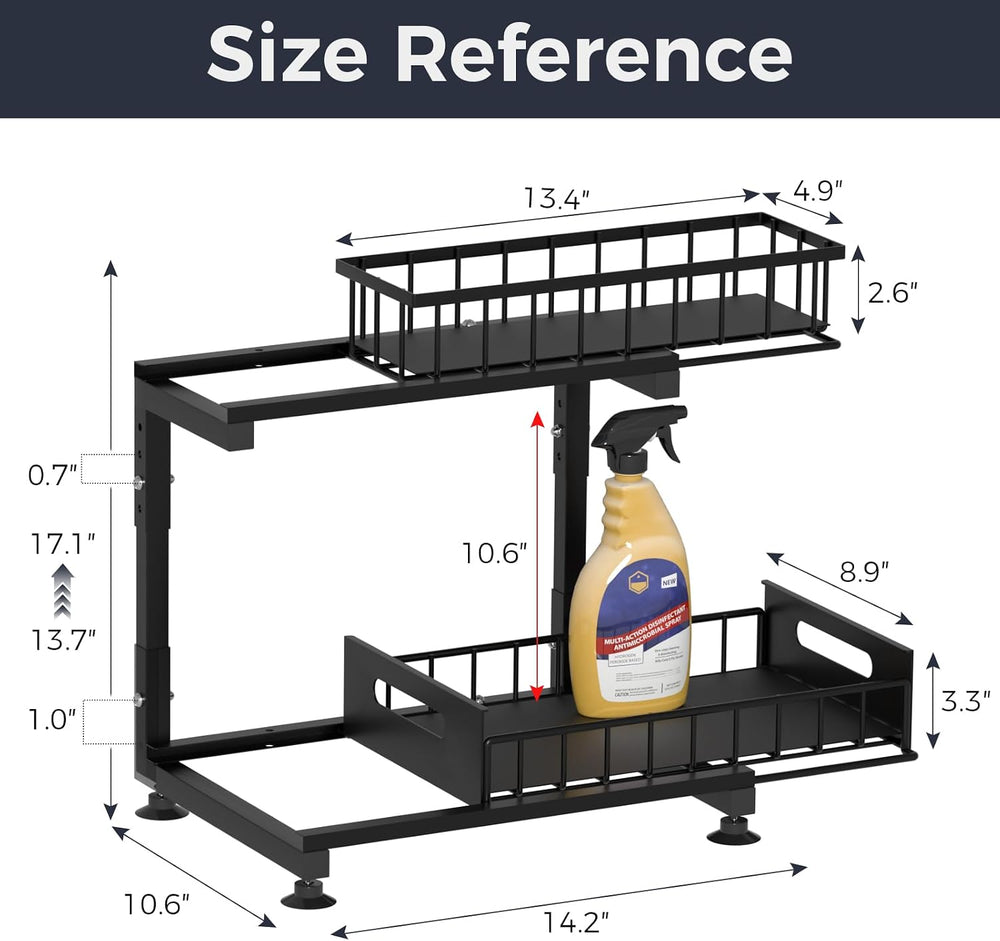 Saydear 2-Pack L-Shaped Under Sink Organizer, 2-Tier Pull-out Cabinet Rack
