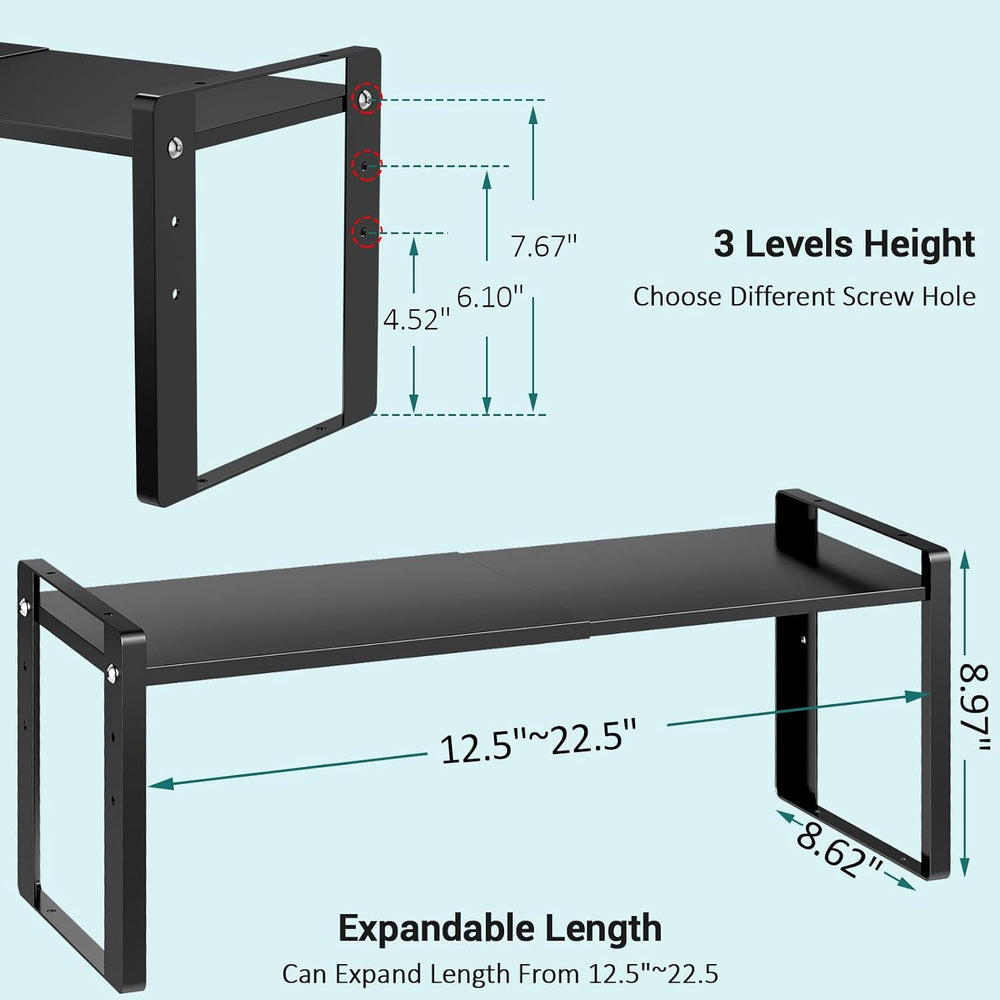 2 Pack Expandable Cabinet Organizer Shelves, 88lbs High Weight Capacity, Stac...
