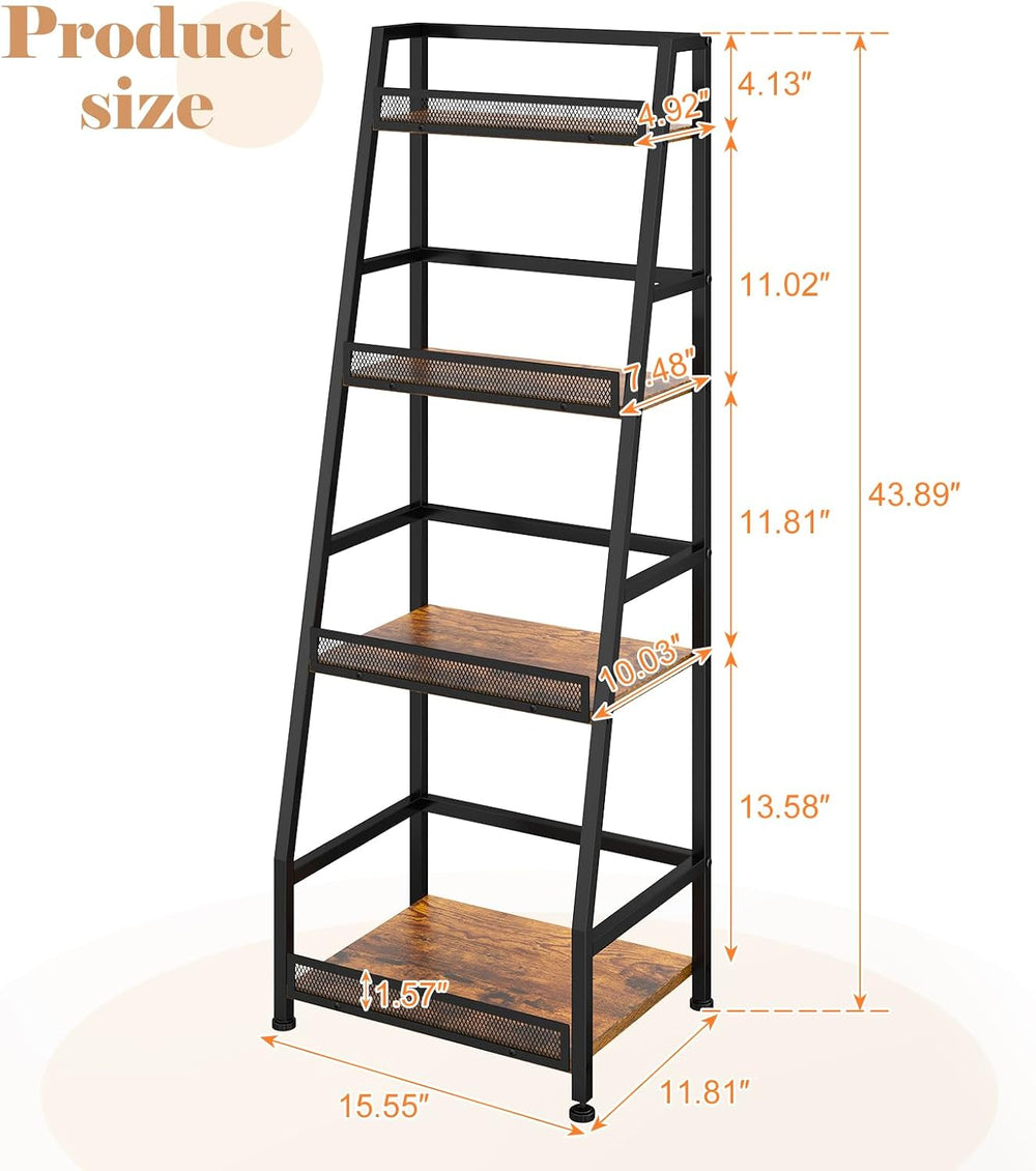4-Tier 43.89’’ Trapezoid Liquor Cabinet with Fences for Home Bar