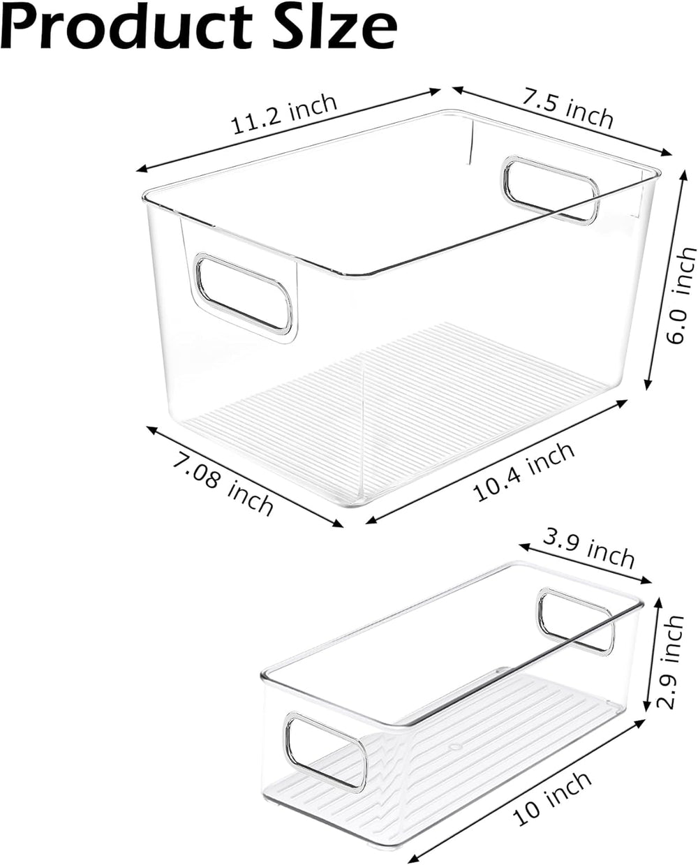 Clear Plastic Storage Bins 8 Pack - Pantry Organizers and Storage, Fridge Org...