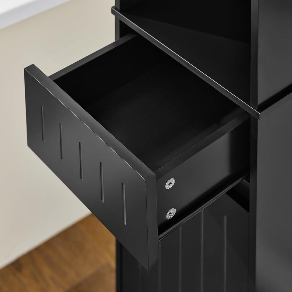 SoBuy Bathroom Storage Cabinet Adjustable Shelves, Tall Narrow, Black