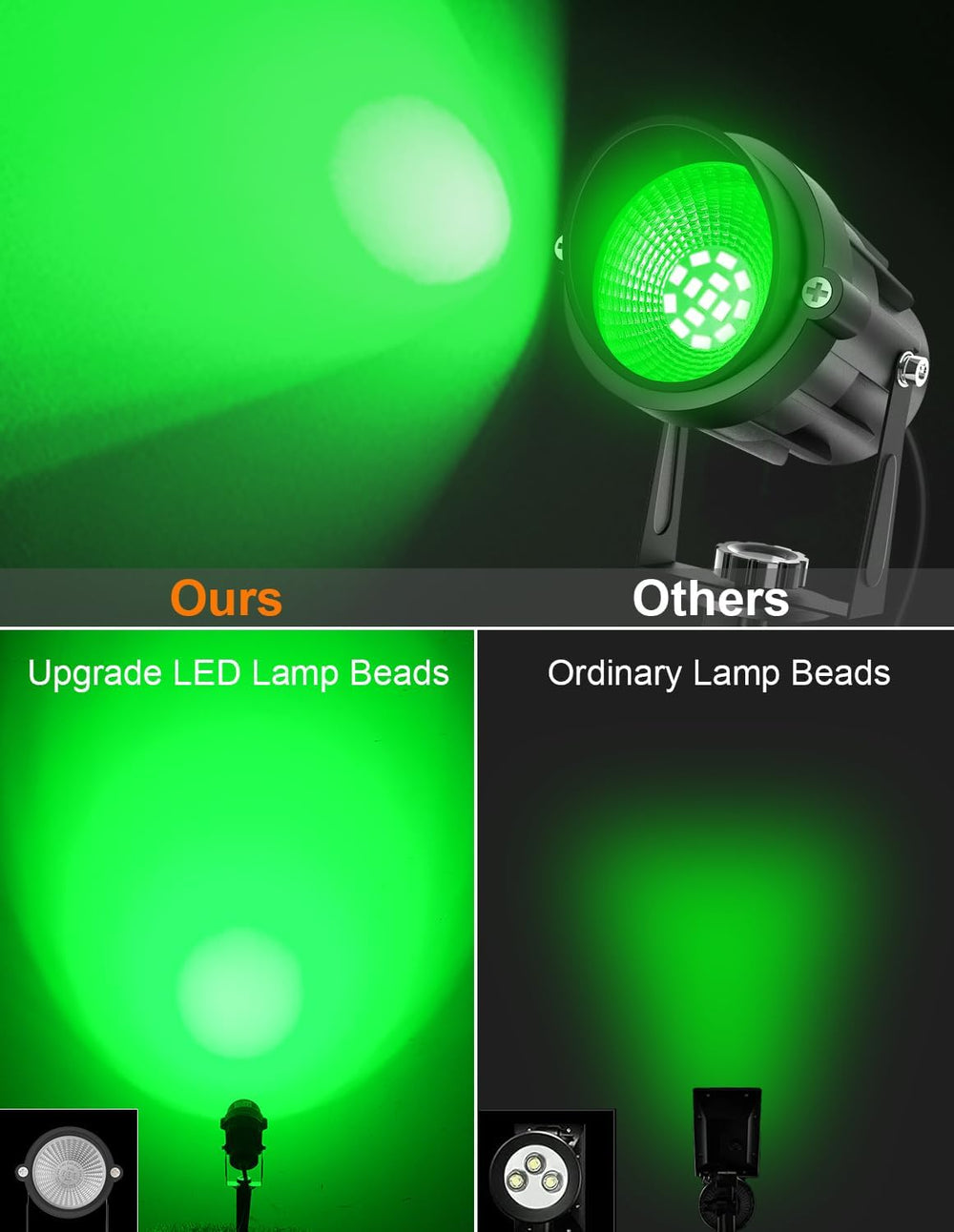 Halloween Green LED Spot Lights Outdoor, 14 LED Landscape Lighting with US Pl...