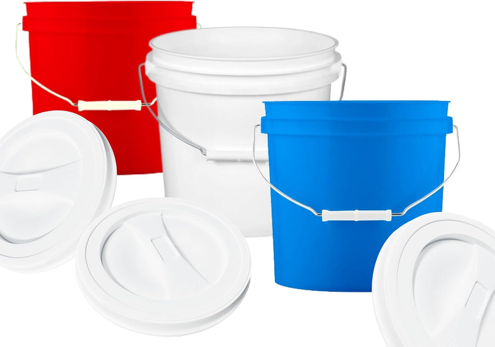 House Naturals 2 Gallon Buckets pails with Screw On White Lids (Pack of 3) - ...