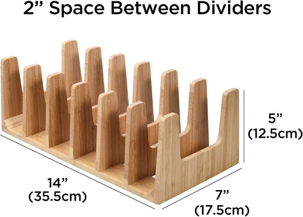 Kitchen Cabinet Organizer - Sturdy Bamboo Pot and Pan Organizer for Under Cab...