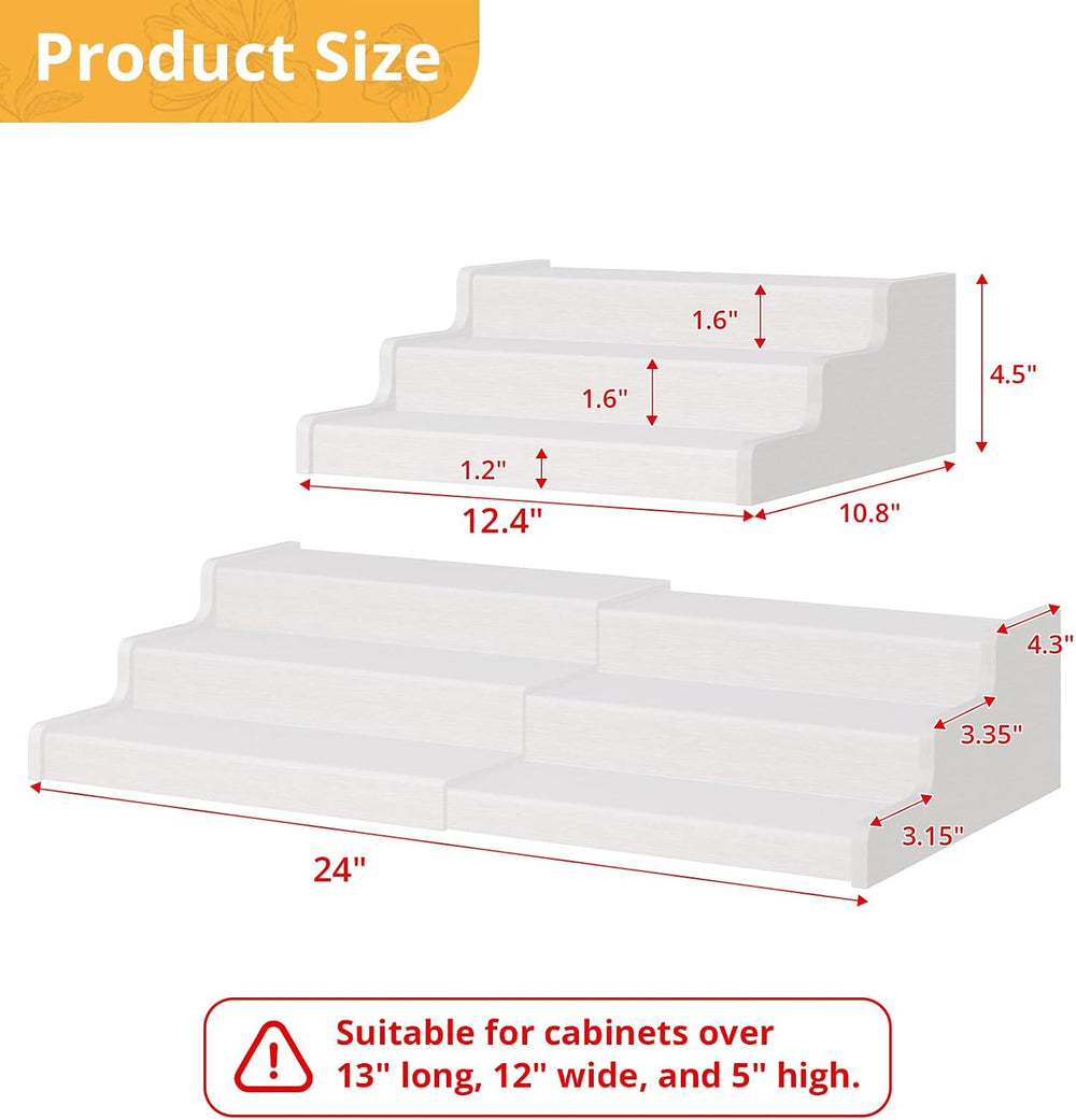 3-Tier Expandable Bamboo Can Organizer for Pantry, Holds 24 Cans, White