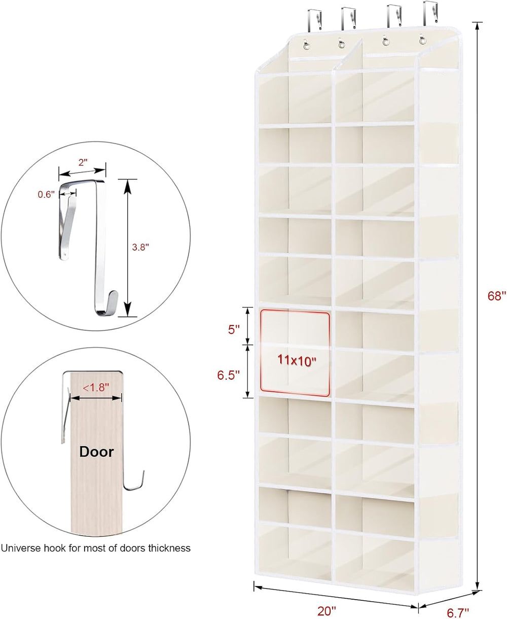 Univivi Hanging Door Organizer, 6 Tiers Large Over Door Storage, Beige