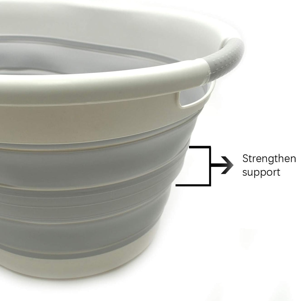 SAMMART 36L (9.5 Gallon) Set of 2 Collapsible Plastic Laundry Basket - Oval T...